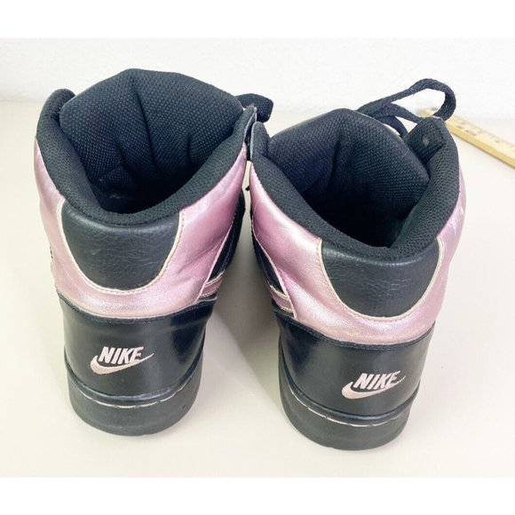 Nike Air Women Sz 8.5 Black Pink Metallic Swoosh High Top Athletic Sneaker Shoes - Picture 5 of 10
